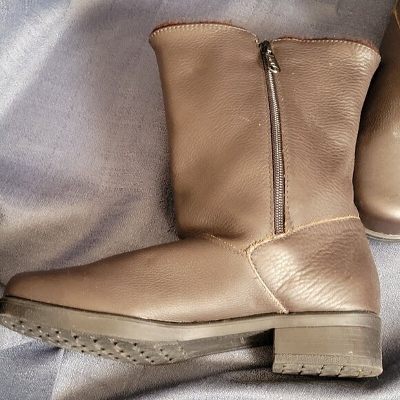TOE WARMERS Womens 6.5 Shelter Boots Fur Lined Leather Winter Snow Brown Vtg - Picture 4 of 5